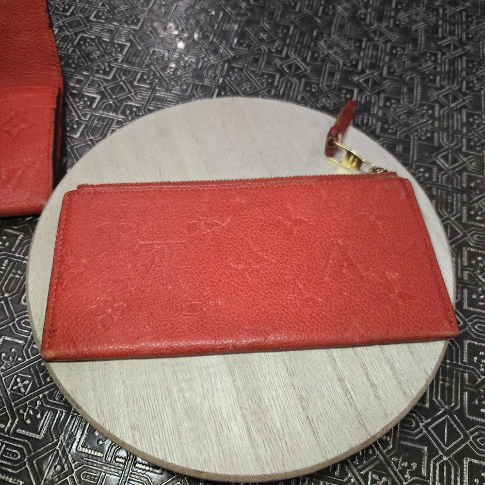 🐢 Louis Vuitton Portefeuille Curieuse Empreinte Red Wallet 2in1 Great Condition - Picture 10 of 15